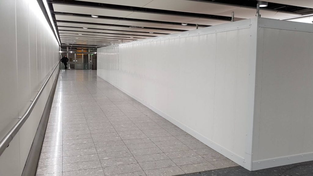 Heathrow Internal Hoarding Setup with Trimming